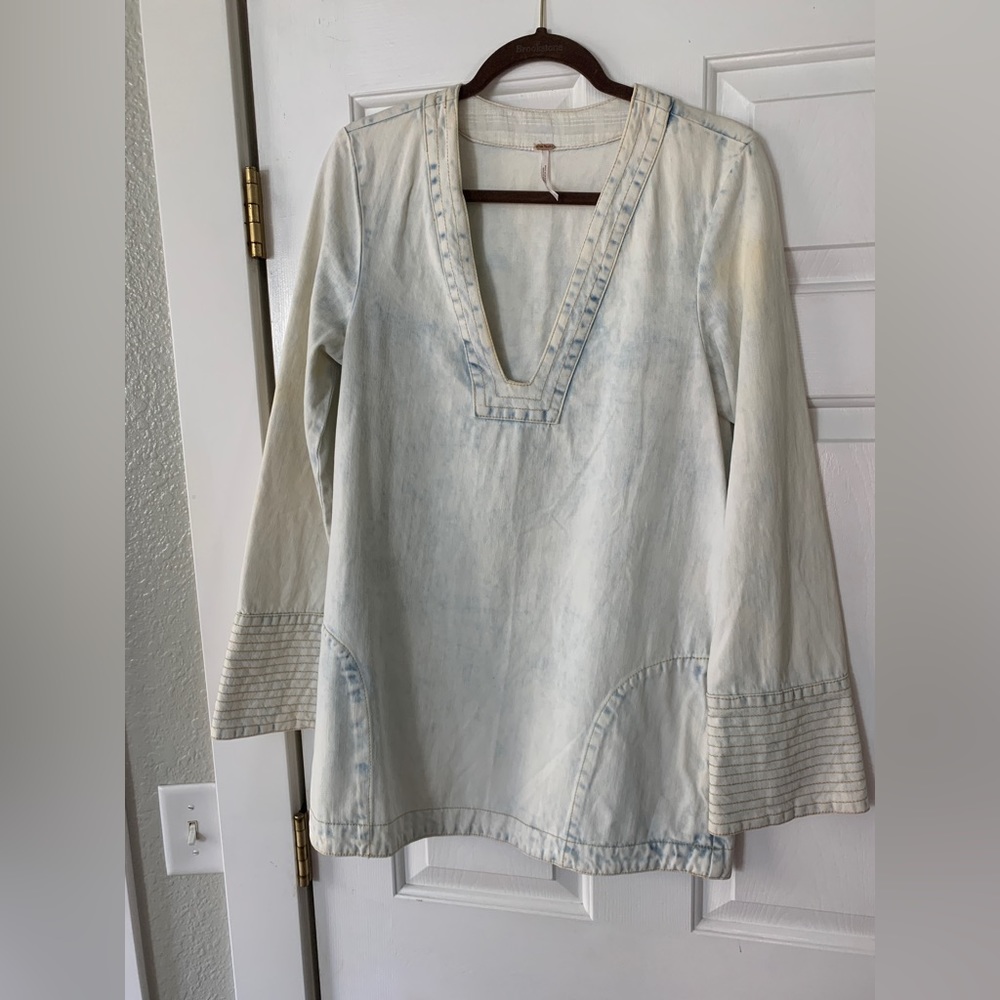 Free People Denim Tunic Dress Cloud Wash Brand New